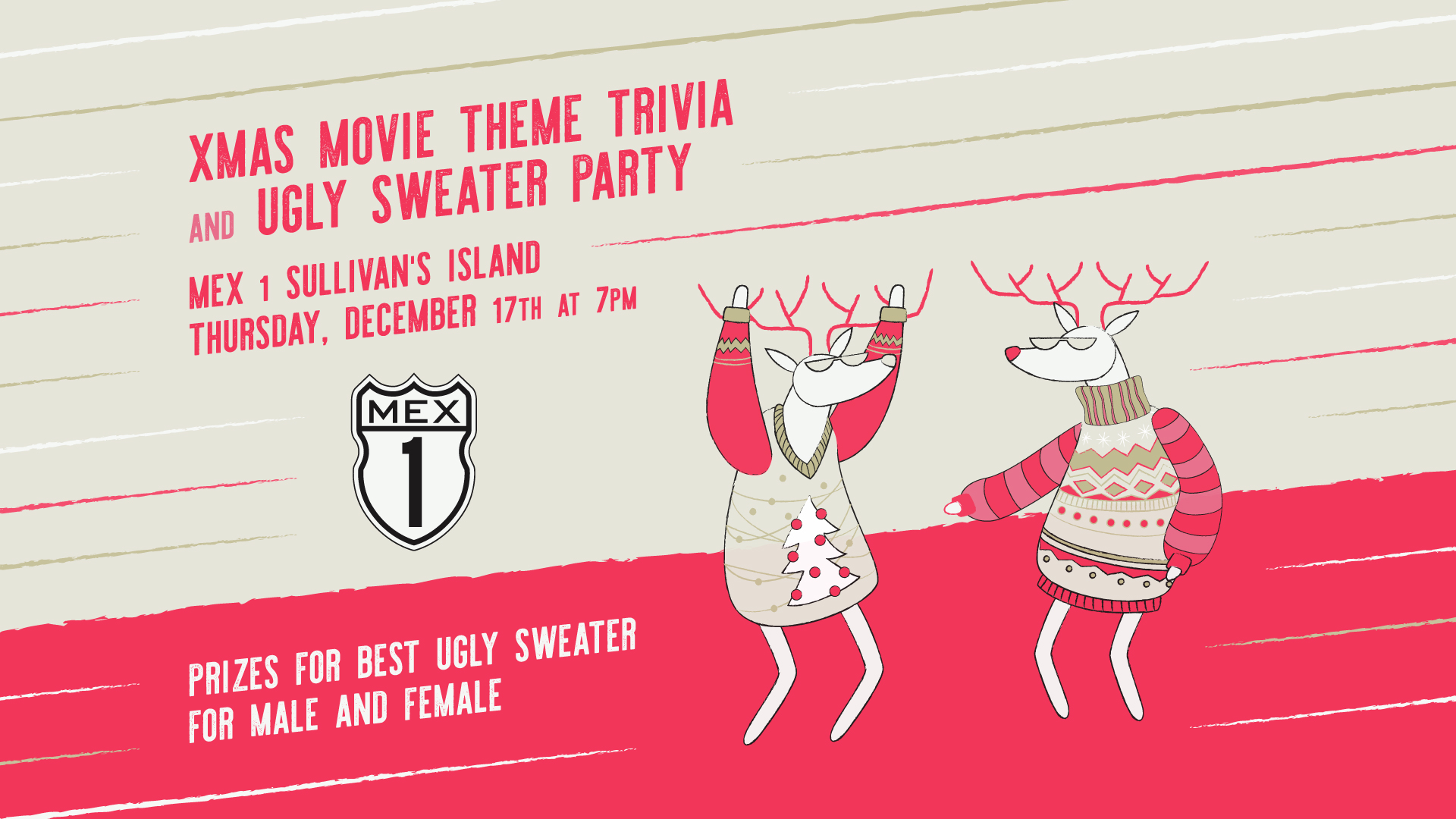 Ugly Sweater and Xmas Theme Trivia at Mex 1 Sullivan's Island
