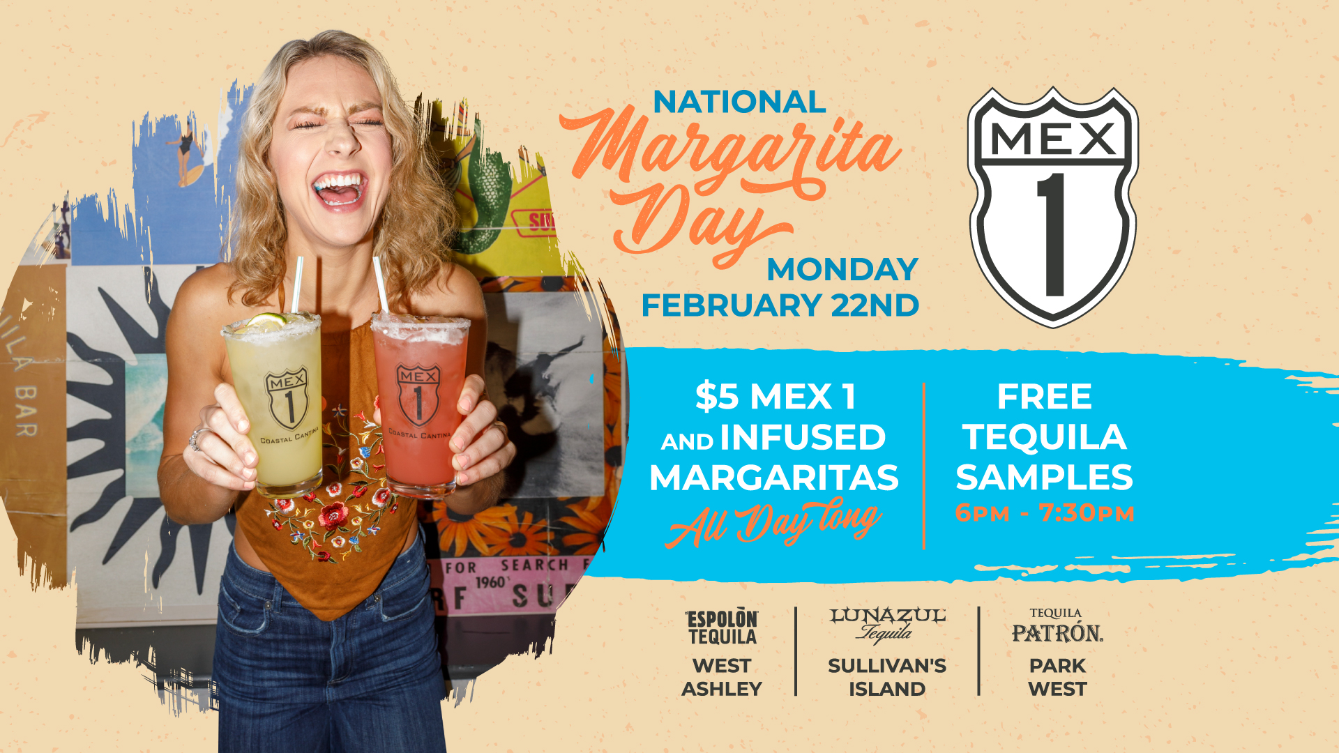 National Margarita Day at Mex 1 Coastal Cantina on Monday, February 22nd