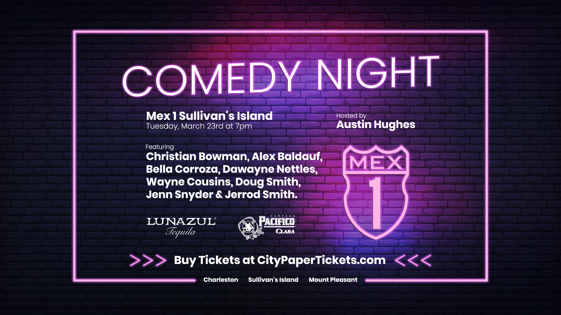 Comedy Night at Mex 1 Sullivan's Island on Tuesday, March 23rd